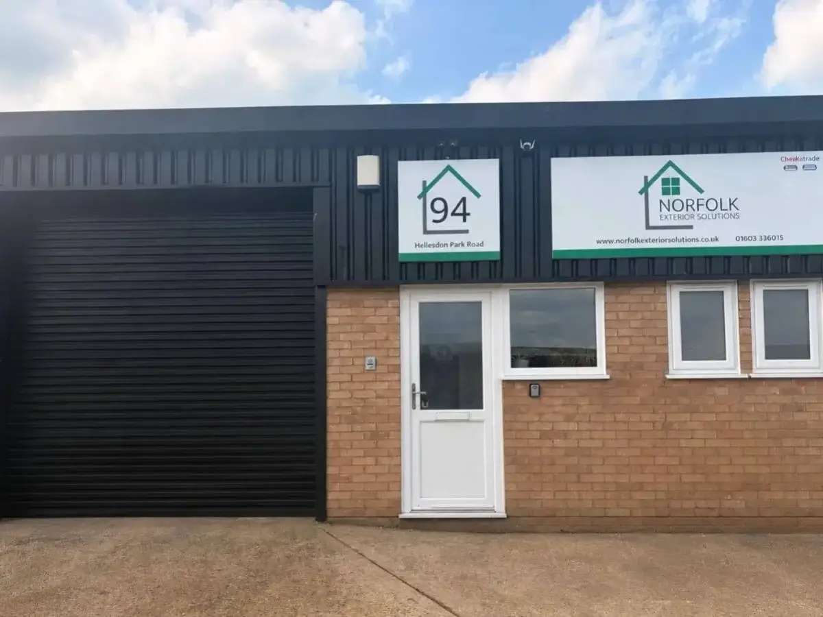 External view of the Norfolk Exterior Solutions Unit 94 business premises and office headquarters located in Norfolk